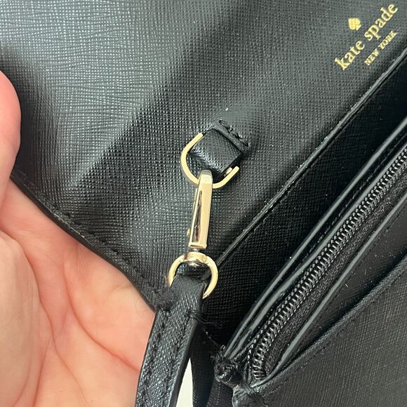 Kate Spade Laurel Way Jeweled Crossbody Bag Black Bow and Crystals Card Slots - Picture 9 of 10